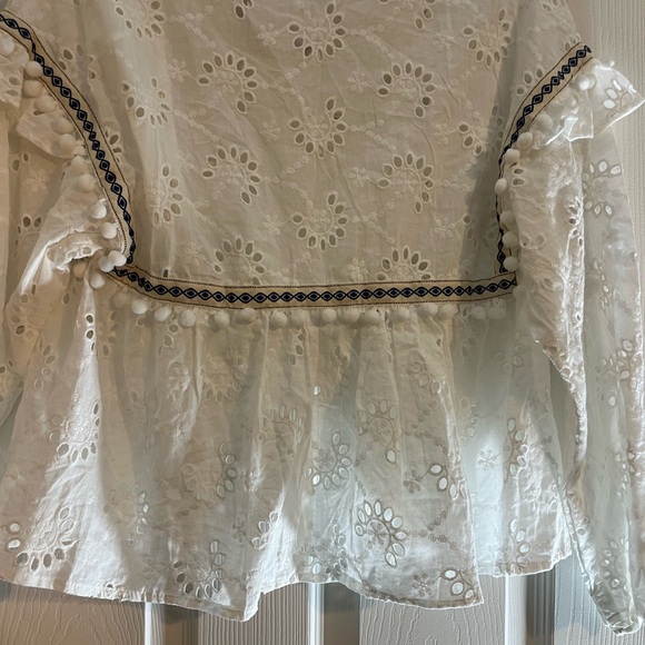 NWT Small Kyemi lace top with pom pom accents - Picture 2 of 6